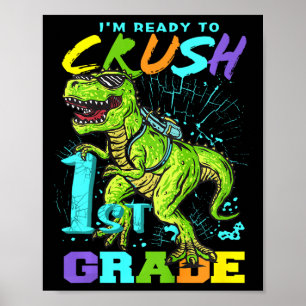 Kinder Spaß Erste Klasse T-Rex T-Shirt Poster