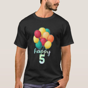Kinder Spaß glücklich 5 Jahre alt farbenfrohe Ball T-Shirt
