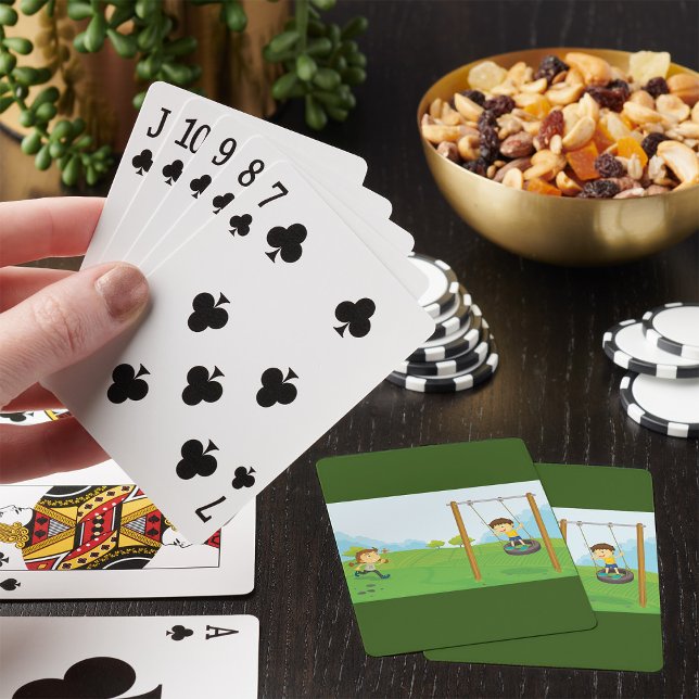 Kinder spielen auf Reifenpendel Spielkarten (Von Creator hochgeladen)