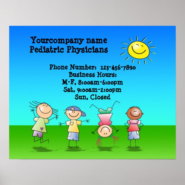 Kinder spielen draußen auf einem sonnigen Tageslie Poster (Vorne)