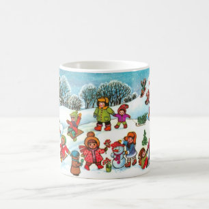Kinder spielen im Schnee Kaffeetasse