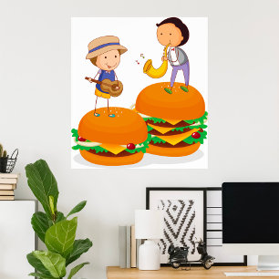 Kinder spielen Musik auf Riesenschändlerinnen Poster
