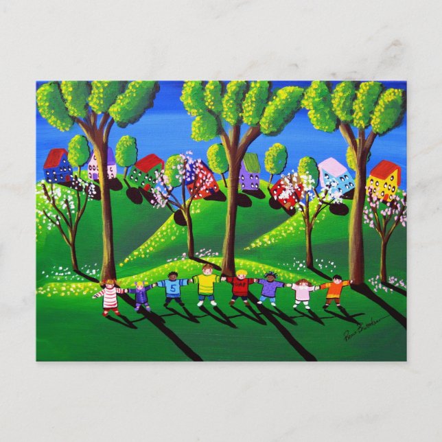 Kinder spielen rote Racing Post Card Postkarte (Vorderseite)