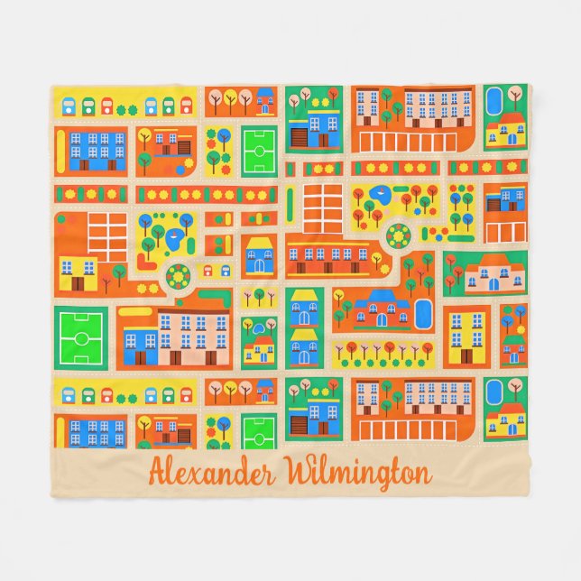 Kinder spielen Stadt Fleecedecke (Vorderseite (Horizontal))