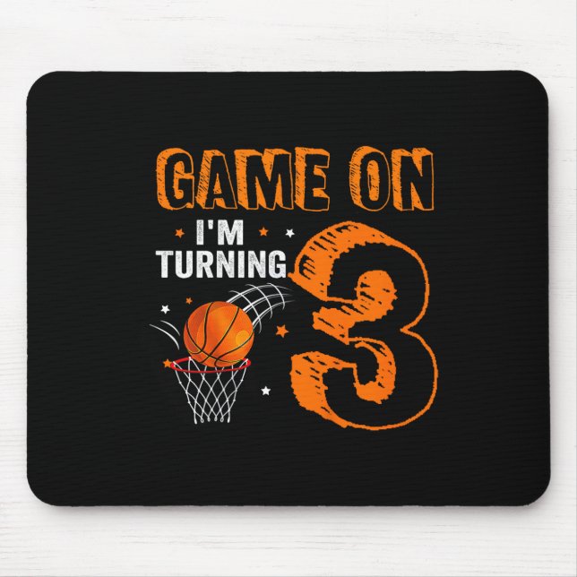 Kinder spielen, wenn ich 3 Basketball 3. Geburtsta Mousepad (Vorne)