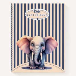 Kinder-Spiral-Skizzenbuch Elefant und blaue Linien Notizbuch
