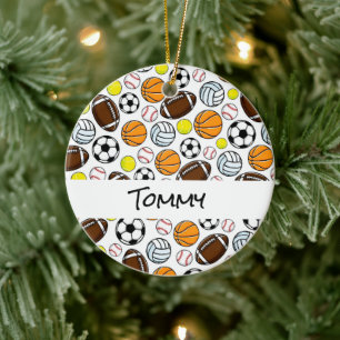Kinder Sportbälle Spieler NAME Little League Spaß Keramik Ornament