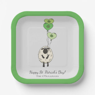 Kinder St. Patrick's Day Schaf & Kleeblatt Pappteller