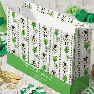 Kinder St. Patrick's Day Schafe & Shamrocks Muster Große Geschenktüte