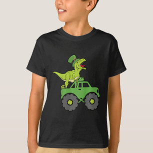 Kinder St. Patricks Day T-Rex Dinosaur Monstertruc T-Shirt