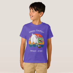 Kinder T-Rex in Ostern Bunny Kostüm Ei Jagd Name T-Shirt
