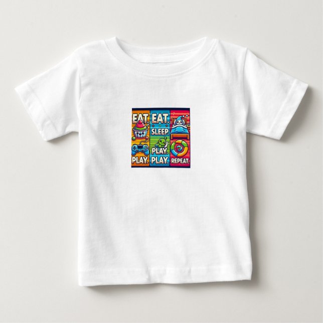 Kinder T - Shirt "Essen. Spiel. Schlafen. Wieder v (Vorderseite)