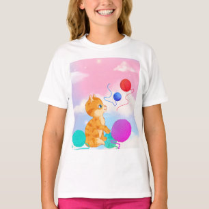 Kinder T - Shirt mit weißen Wolken rosa, blau,