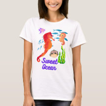 Kinder T- Shirt, süsses Seepferdchen im Ocean