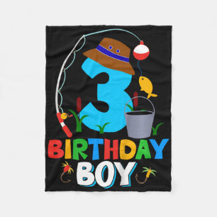 Kinder T-Shirt zum 3. Geburtstag Junge Angeln Fisc Fleecedecke