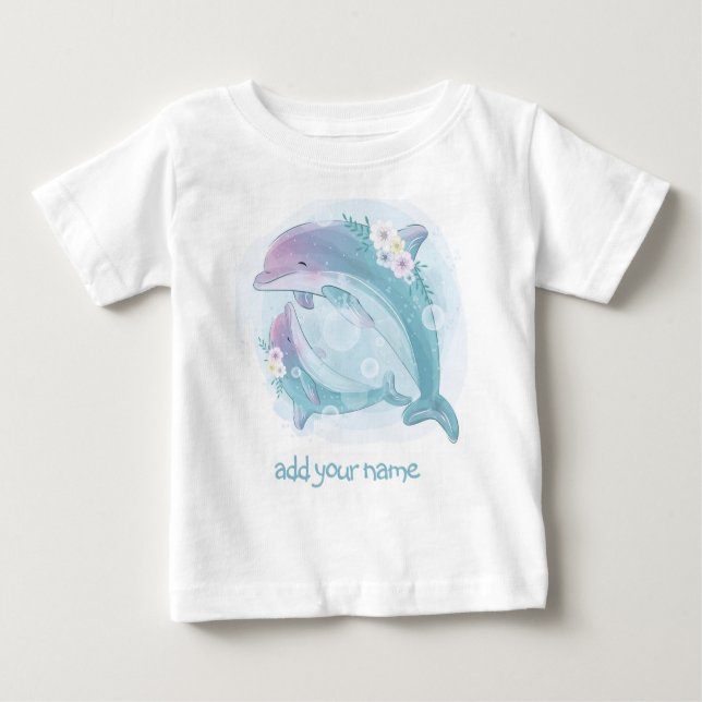 KINDER T - SHIRT: ZWEI DOLPHINEN BABY T-SHIRT (Vorderseite)