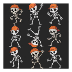 Kinder tanzen Skelett Halloween Poster