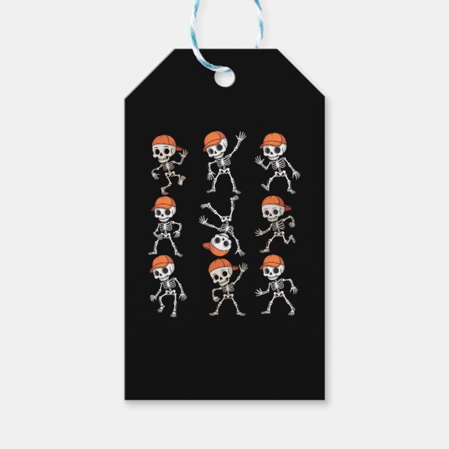 Kinder tanzen Skeletton Halloween Geschenkanhänger (Vorderseite)