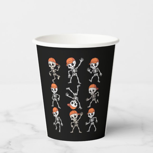 Kinder tanzen Skeletton Halloween Pappbecher (Vorderseite)