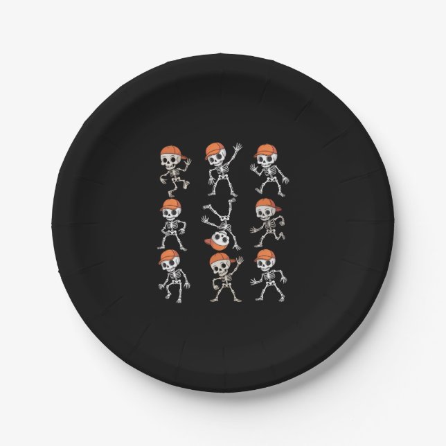 Kinder tanzen Skeletton Halloween Pappteller (Vorderseite)