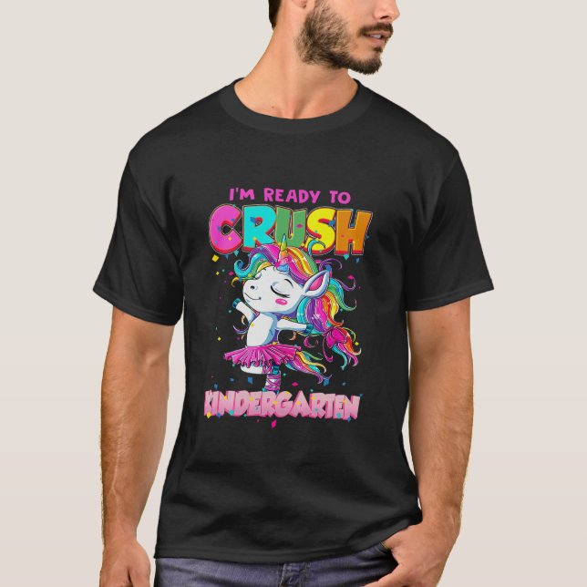 Kinder tanzen Unicorn Girl zurück zur Schulfertigk T-Shirt (Vorderseite)