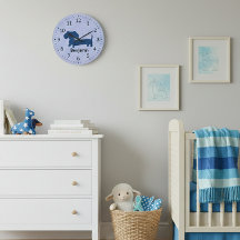 Kinder-Teckel-Wanduhr Blaue Wiener Dogge-Nursery