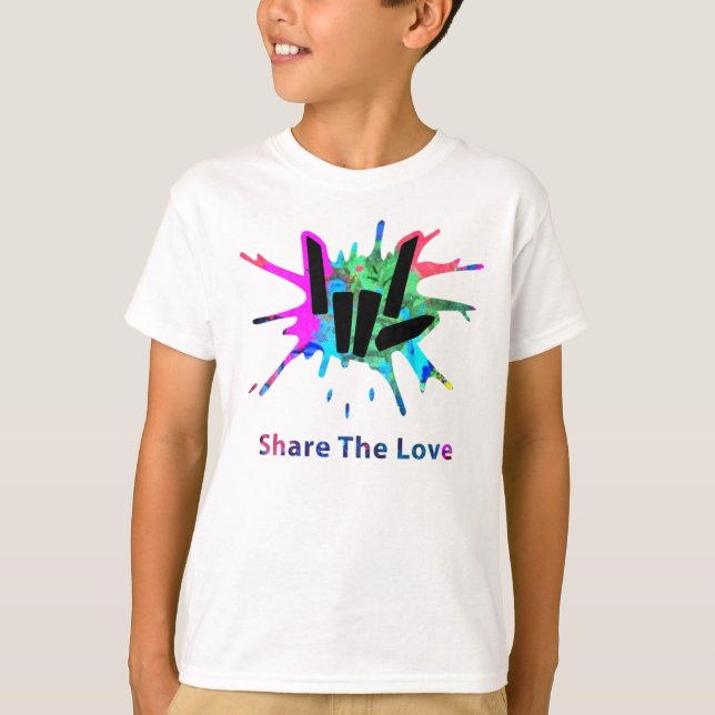 Kinder teilen Liebe Merch S und Young370 T-Shirt (Vorderseite)