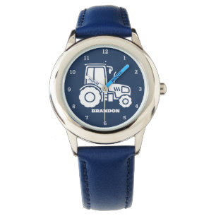Kinder Tractor Boys Blue Individuelle Name Armbanduhr