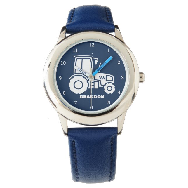 Kinder Tractor Boys Blue Individuelle Name Armbanduhr (Vorderseite)