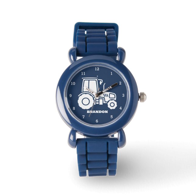 Kinder Tractor Boys Blue Individuelle Name Armbanduhr (Vorderseite)