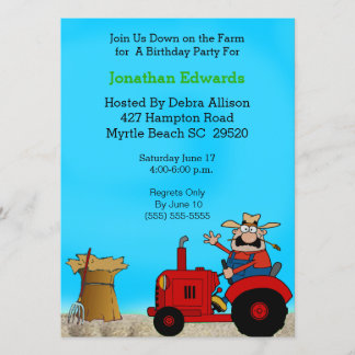 Kinder Tractor Thema Geburtstag Einladung