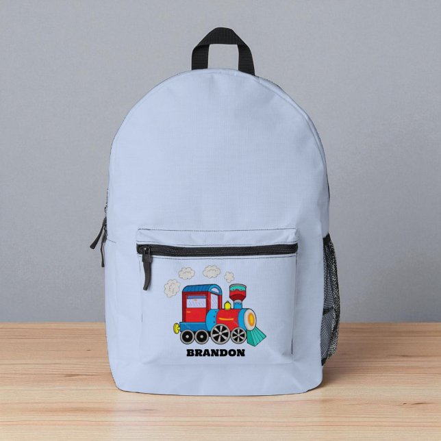 Kinder Train Boys Blue Individuelle Name Bedruckter Rucksack (Von Creator hochgeladen)