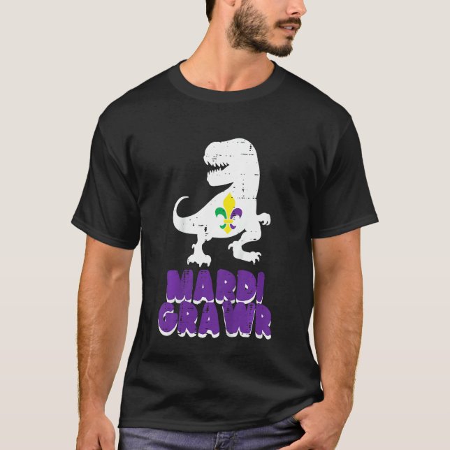Kinder Trex Dinosaur Mardi Grawr Dino Kleinkind Bo T-Shirt (Vorderseite)