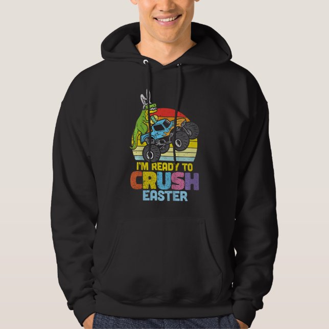 Kinder Trex Monster Truck bereit zum Crush Osterju Hoodie (Vorderseite)