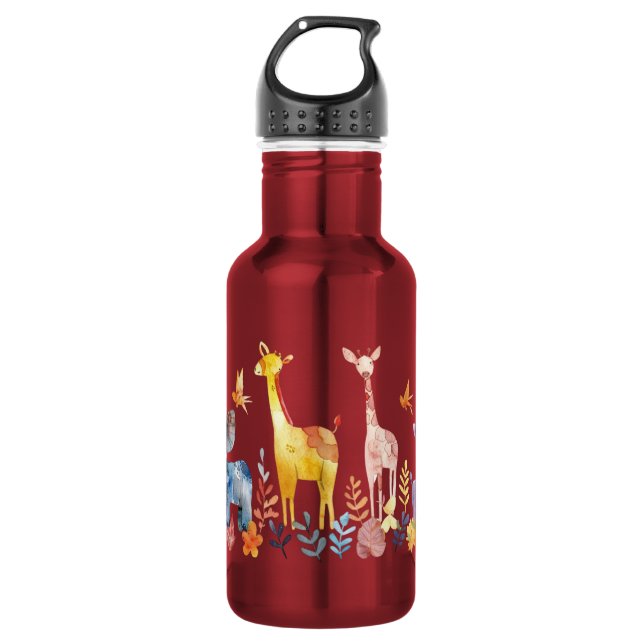 Kinder Trinkflasche Edelstahl Afrika Tiere (Vorderseite)