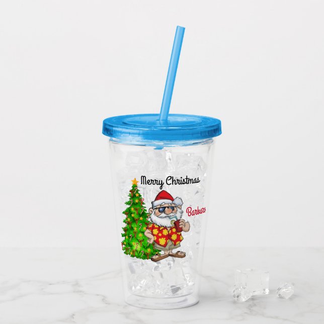 Kinder Tropischer Santa. Acryltrinkbecher (Rückseite Ice)