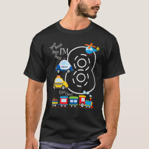 Kinder Trucks Bahn 8. Geburtstagsparty Kleinkind 8 T-Shirt