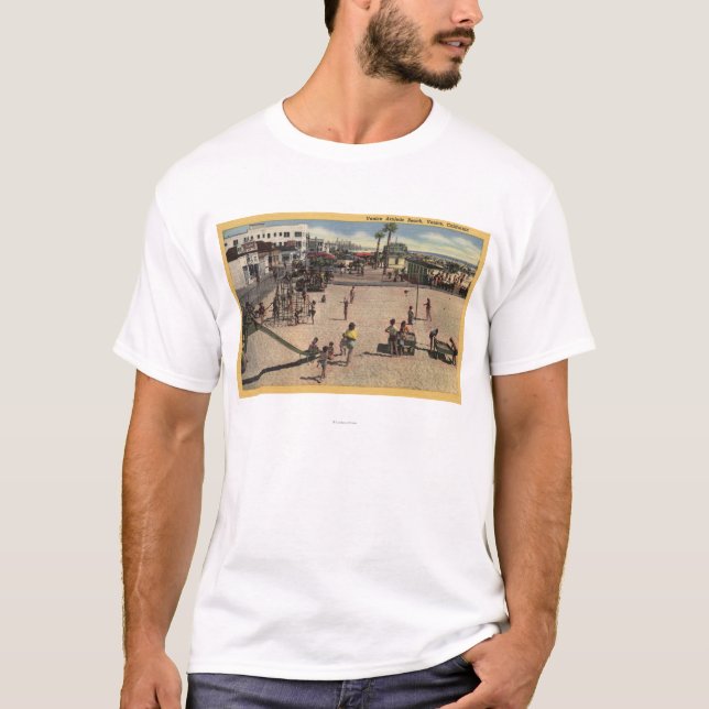 Kinder u. Mamas an athletischem Strand Venedigs T-Shirt (Vorderseite)