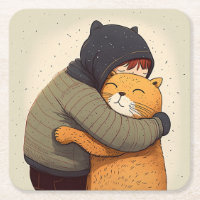 Kinder umarmt niedliche Ingwerkatze. Kind und lust