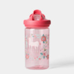 Kinder und Blume mit Namen Trinkflasche<br><div class="desc">Ein trendiger rosa Einhorn und Blumendesign für Mädchen mit einem personalisierten Namen. Diese Kinderflaschen eignen sich hervorragend für den Versand mit Ihrem Kind zur Schule oder zur Tagesstätte.</div>