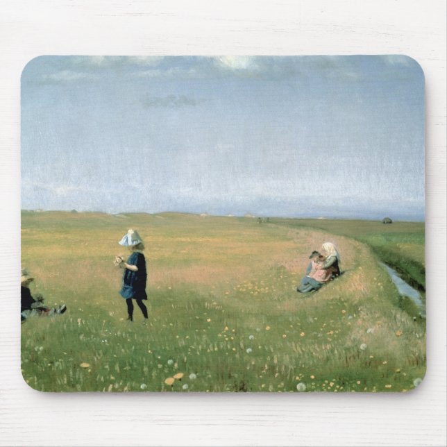 Kinder und junge Mädchen, die Blumen auswählen Mousepad (Vorne)