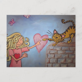 Kinder und Katzen Postkarte