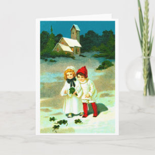 Kinder und Klee Feiertagskarte