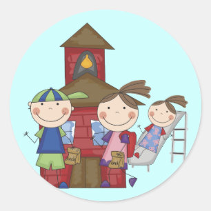 Kinder und Schoolhouse-T - Shirts und Geschenke Runder Aufkleber