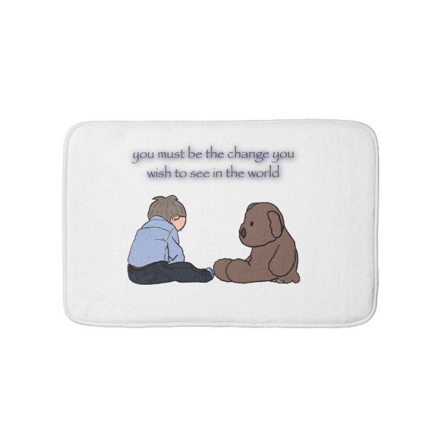 Kinder und Teddybär, Teppich Badematte (Vorderseite)