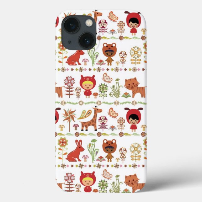 Kinder-und Tier-Muster Case-Mate iPhone Hülle (Rückseite)