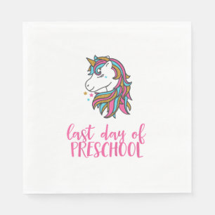 Kinder Unicorn Letzter Tag der Vorschulzeit Shirt  Serviette