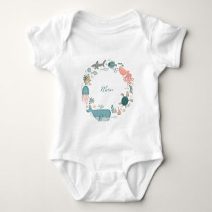 Kinder unter dem Meer personalisierter Name Aquare Baby Strampler