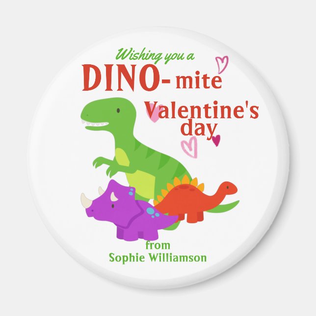 Kinder Valentinstag Dino-mite Dinosaurier Magnet (Vorne)