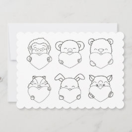 Kinder Valentinstag Herz Tiere Farbkarte